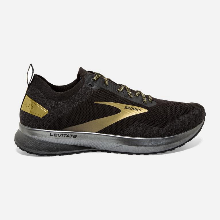 Brooks Men's Levitate 4 Road Running Shoes Singapore - Black/Gold (58947-JASL)